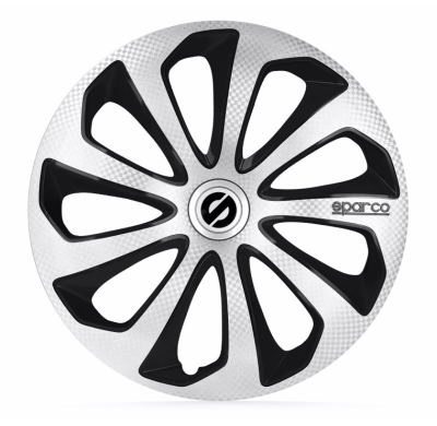 Juego De Tapacubos Sparco Wheels Sicilia 14-Pulgadas Silver/Negro/Carbono Sparco Wheels